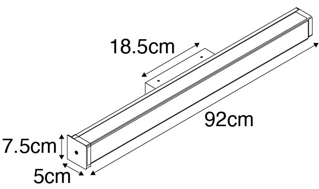 Kinkiet / Lampa scienna łazienkowy mosiądz 92 cm z diodą LED IP44 - Cascada Nowoczesny Oswietlenie wewnetrzne