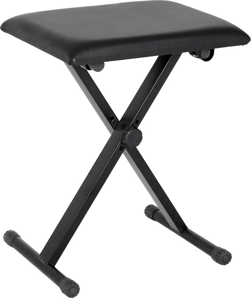 HOMCOM Stołek fortepianowy z regulacją wysokości Składany taboret do pianina Metal Sztuczna skóra Czarny 39 x 29 x 45–51 cm | Aosom PL