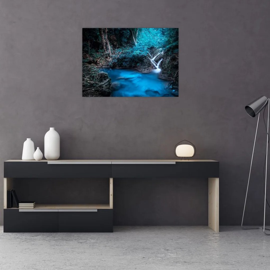 Obraz - Magiczna noc w tropikalnym lesie (70x50 cm)