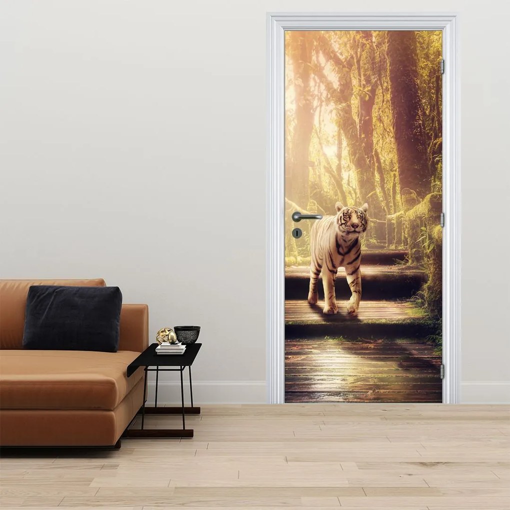 Fototapeta na drzwi - Tygrys w dżungli (95x205cm)