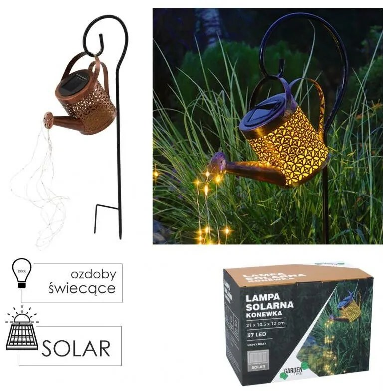 Aldotrade Lampa solarna Konewka, 37 LED, ciepła biała