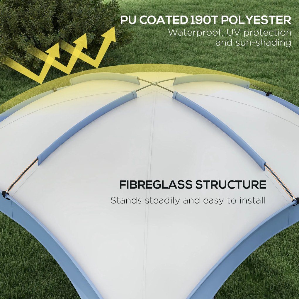 Outsunny Event Shelter 3,5 x 3,5m Pawilon z Hakiem Wodoodporny Zimowy Ogród Pawilon Jasnoniebieski