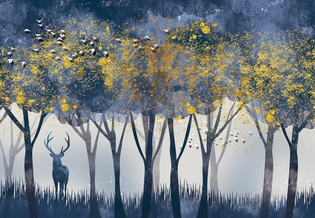 Fototapeta - Jeleń w lesie (196x136 cm)