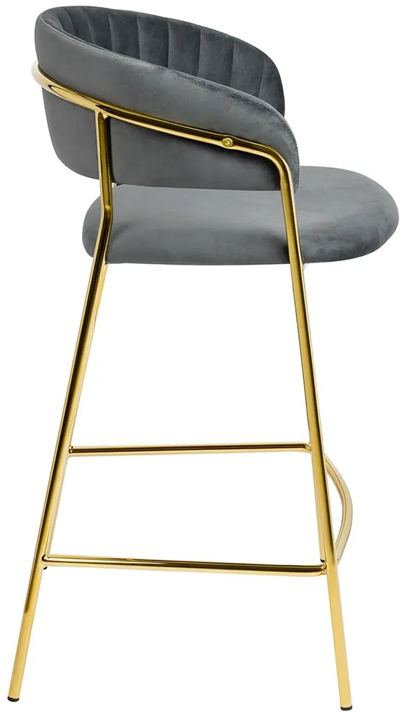 Szary tapicerowany hoker welurowy glamour S7-S86
