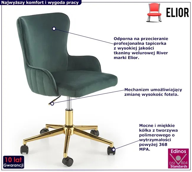 Zielony Biurowy Fotel Obrotowy Glamour N5-H11