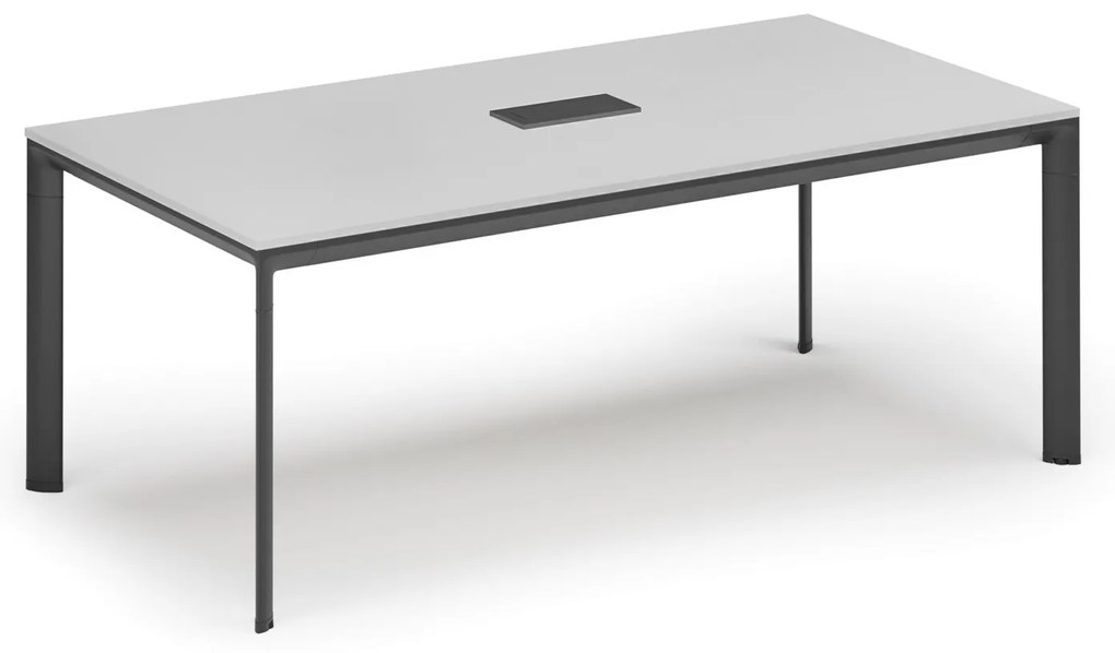 Stół konferencyjny PRIMO INVITATION, 240x120 cm, bialy + port blatowy TYP VI, czarny