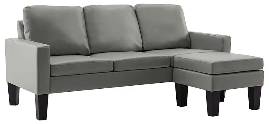 3-osobowa szara sofa z ekoskóry z podnóżkiem - Lencor 4Q