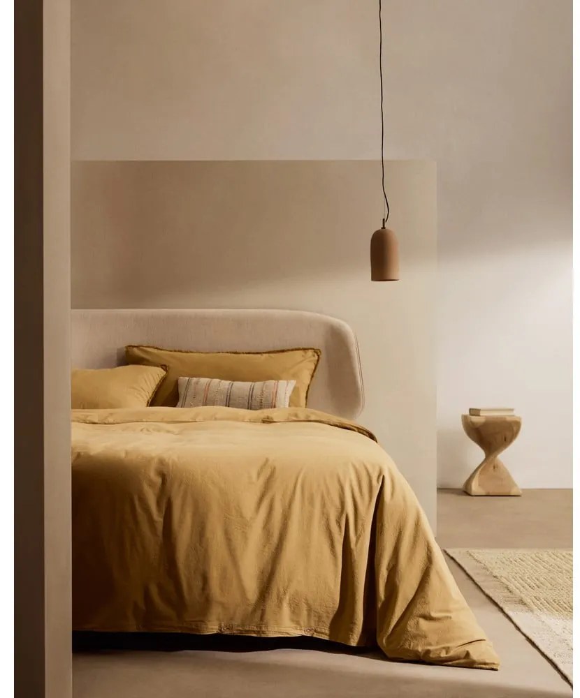 Musztardowa pościel dwuosobowa z perkalu bawełnianego 260x240 cm Sifinia – Kave Home