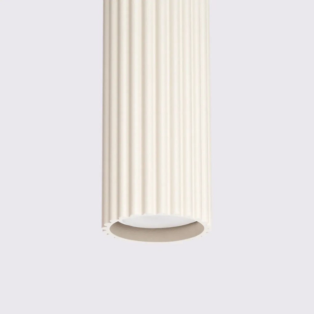 Lampa wisząca KARBON 1 beżowa ryflowana SOLLUX  LIGHTING