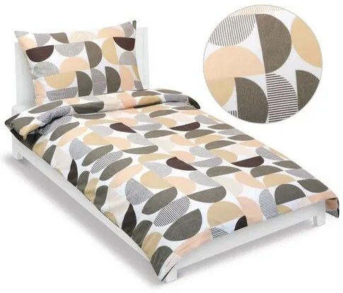 Bellatex Pościel flanelowa Półokrąg brązowy, łososiowy, 140 x 220 cm, 70 x 90 cm, 140 x 220 cm, 70 x 90 cm