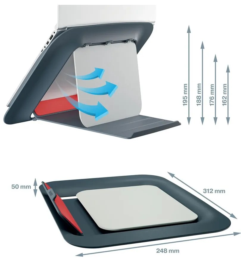 Regulowana podstawka pod laptopa ERGO Cosy – Leitz