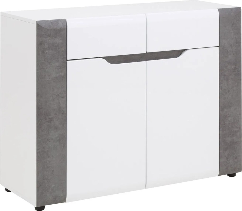 Komoda z Szufladami do Salonu NOVO 107 cm Biała / beton Nowoczesna