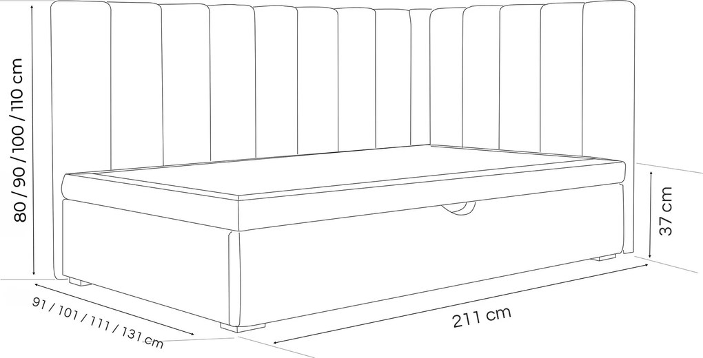 Łóżko dziecięco-młodzieżowe LUCA z dodatkową powierzchnią spania - 120x200
