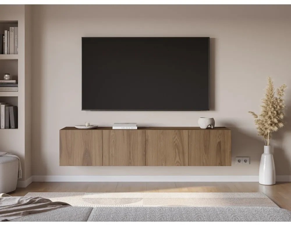 Szafka pod TV w dekorze dębu w naturalnym kolorze 180x38x35 cm Daroca – Marckeric
