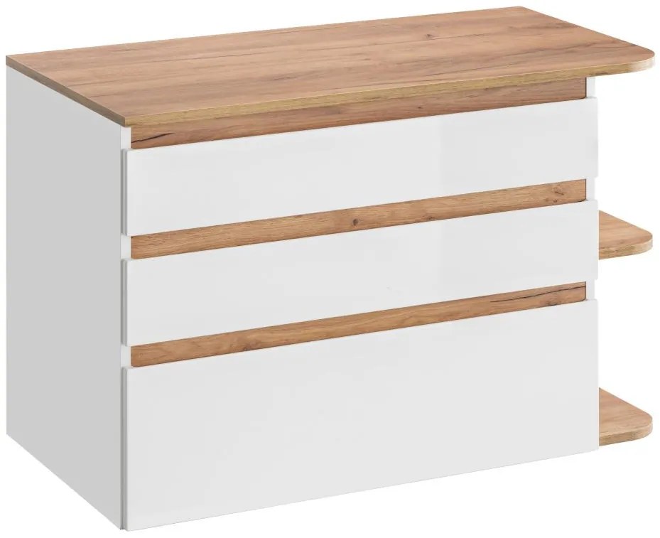 Szafka pod umywalkę wisząca - Kolor jasny naturalny i biały - 96 cm- ANIDA