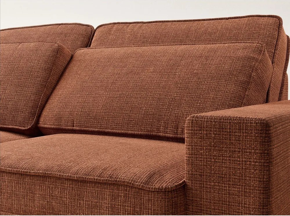 Narożnik z tkaniny szenilowej (lewostronny/w kształcie litery L) w kolorze miedzi Kirou – Maison de Rêve