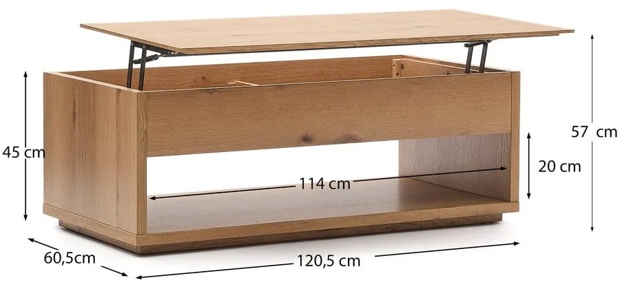 Stolik w dekorze dębu w naturalnym kolorze 60x120 cm Alguema – Kave Home