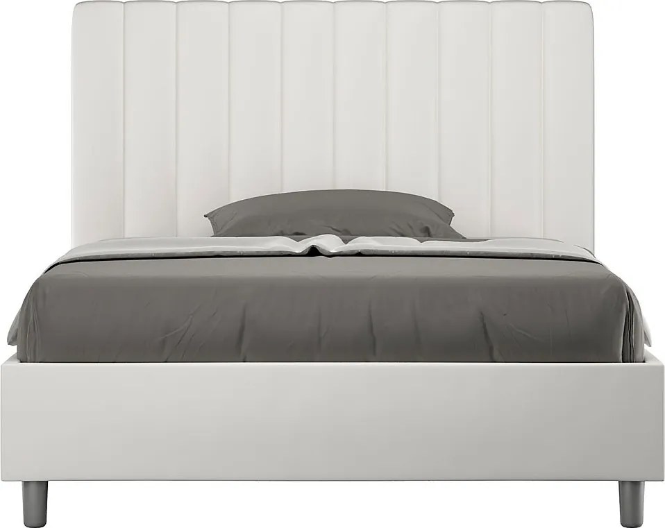 Łóżko bez stelaża tapicerowane 140x190 sztucznej skóry biały Agueda