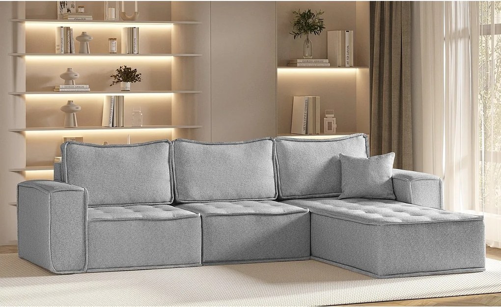 Narożnik w kształcie L Bohoo Maxi, tkanina Raven, Grafitowy, Prawy