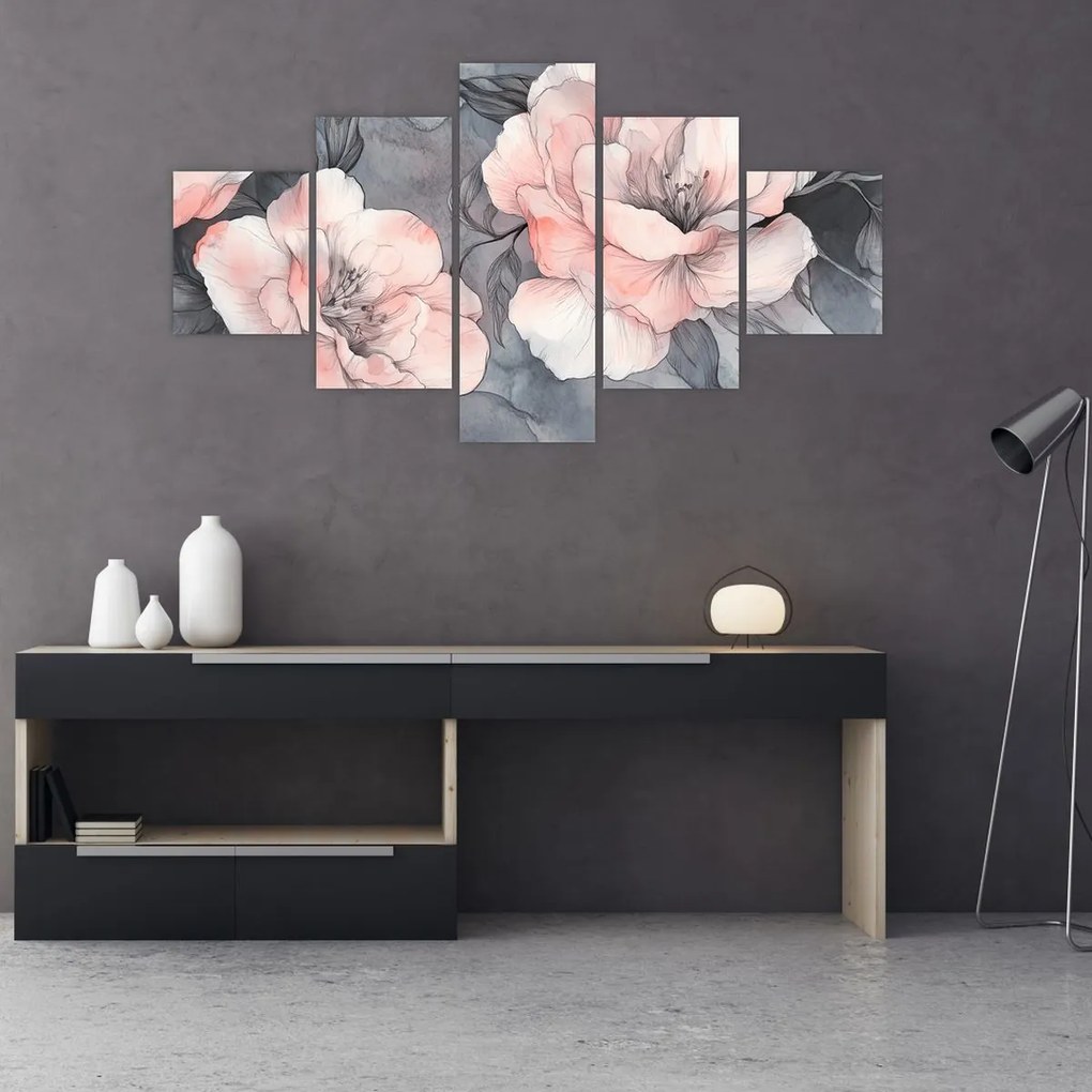 Obraz - Szkic kwiatów (125x70 cm)