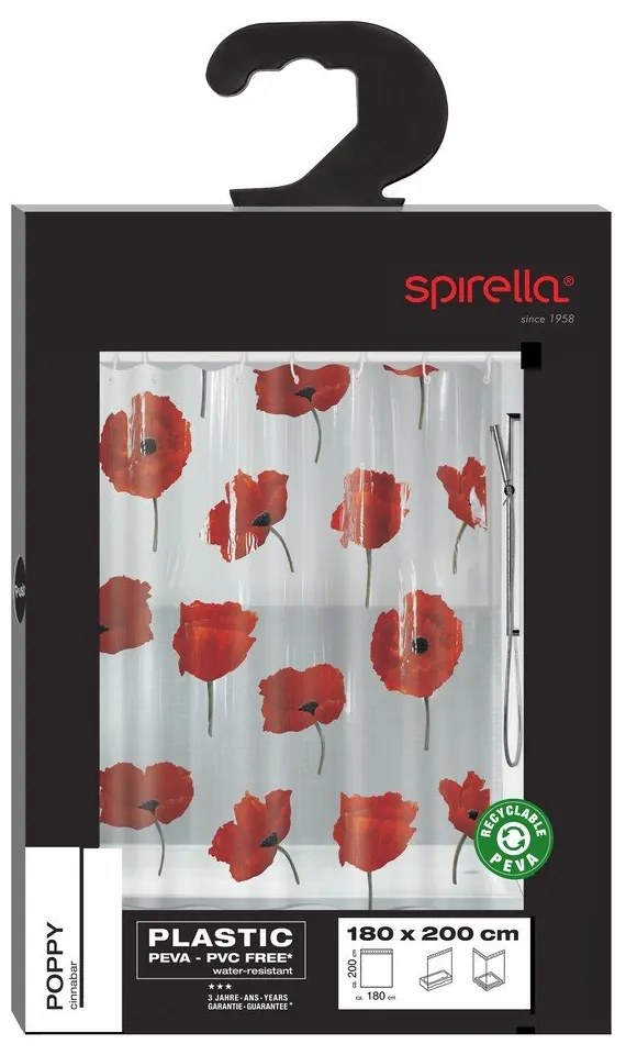 Zasłona prysznicowa 180x200 cm Poppy – Spirella