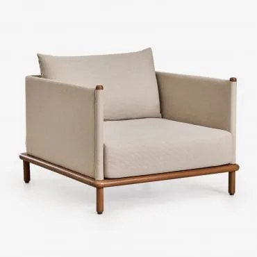 Fotel Olivia Acacia Wood Kremowa Semoline & Ciemny Akacjowy Brąz - Sklum