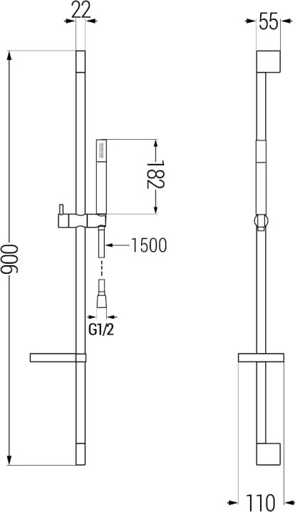 Mexen DS70 zestaw prysznicowy suwany, chrom - 785704583-00