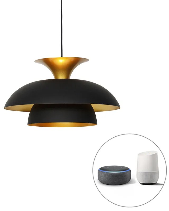 Inteligentna lampa wisząca czarna ze złotem w tym WiFi G95 - Titus Nowoczesny Oswietlenie wewnetrzne
