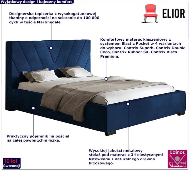 Dwuosobowe łóżko z zagłówkiem 180x200 M6-T44