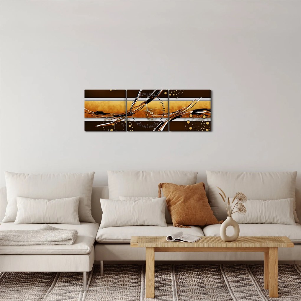 Obraz abstrakcji - Motyle (z zegarem) (90x30 cm)
