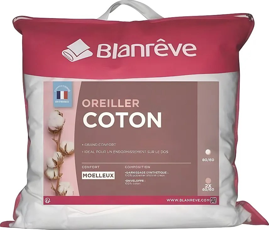 Poduszka z bawełny BLANREVE - Miękki komfort - 60 x 60 cm - Biały