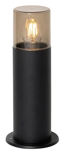Zewnetrzna Stojąca lampa zewnętrzna czarna z kloszem w kolorze dymionym 30 cm IP44 - Odense Nowoczesny Oswietlenie zewnetrzne