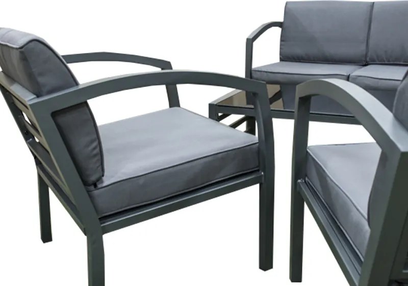 Doppler BELLARIA LOUNGE ogrodowy zestaw wypoczynkowy 2+1 czarny/szary