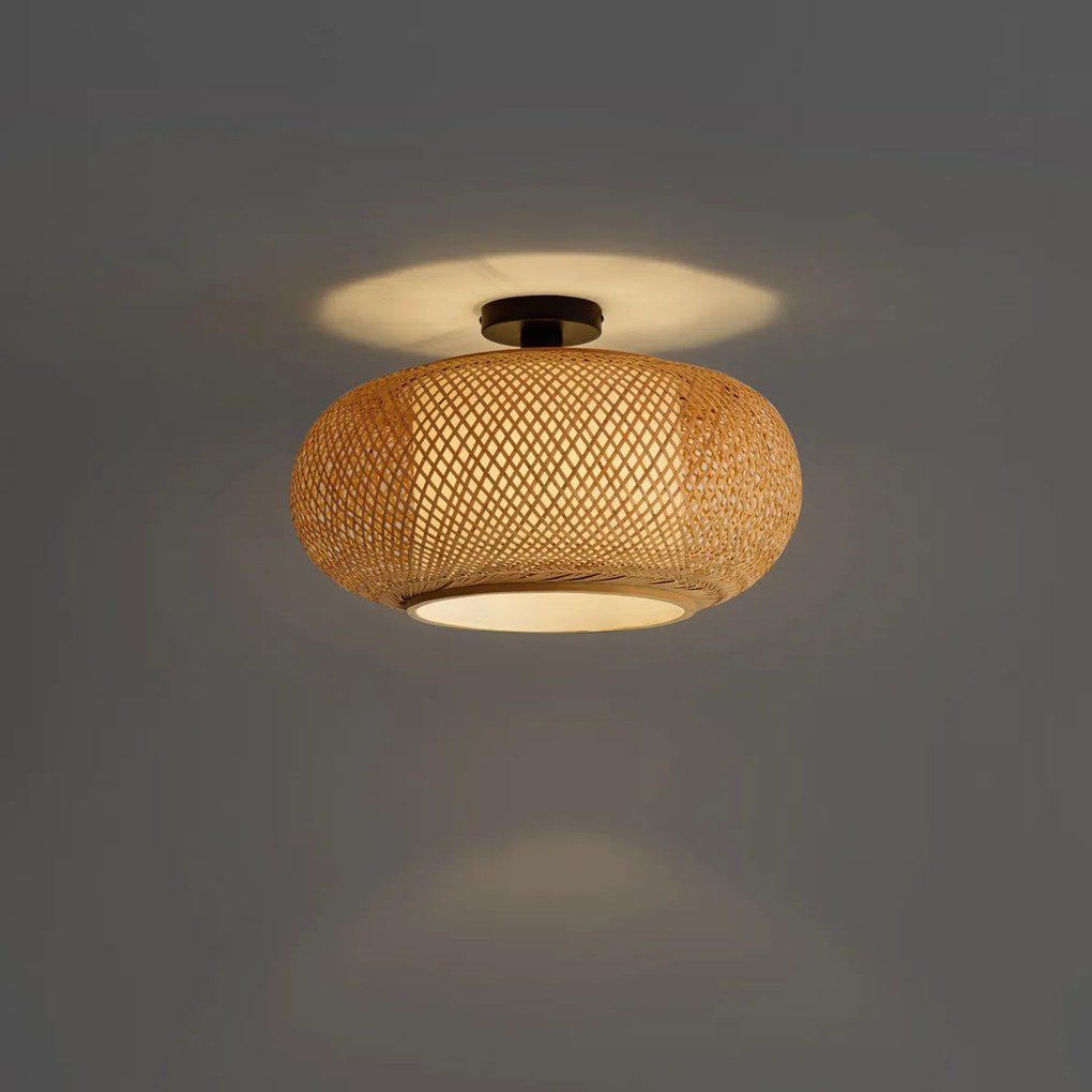 Lampa sufitowa Japandi z bambusa z białym wnętrzem - Liva