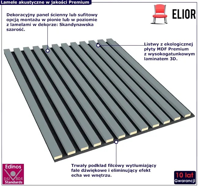 Panele akustyczne 6 szt. skandynawska szarość S8-M24