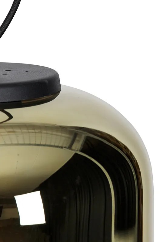 Designerska lampa wisząca czarna ze złotym szkłem 2-światłowa - BlissDesignerski Oswietlenie wewnetrzne