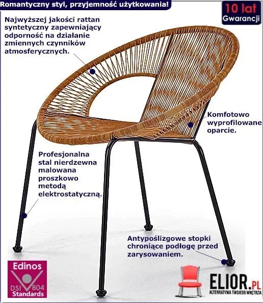 Nowoczesny rattanowy fotel ogrodowy - Kalipso