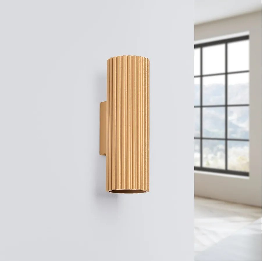 Lampa ścienna minimalistyczny Gloow, aluminium - 2 źródło światła 4000K - L.6.5 x H.20 cm - złoty
