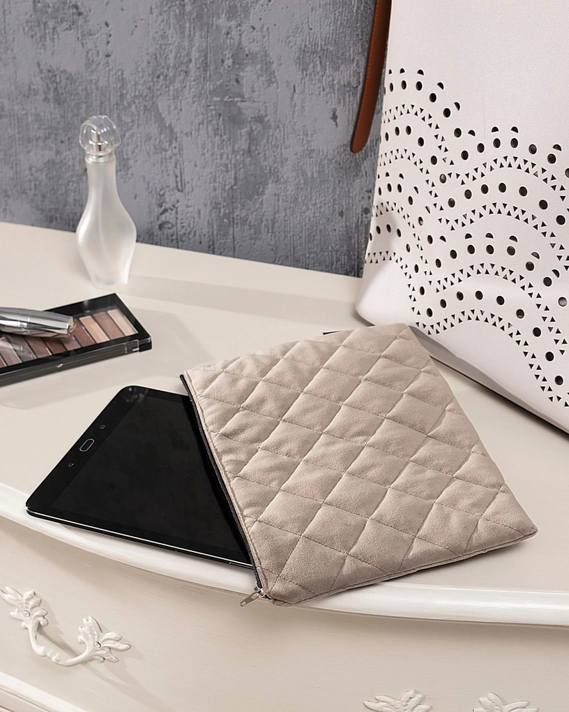Etui na tablet Velvet kolor szary tkanina połyskliwa, welwetowa
