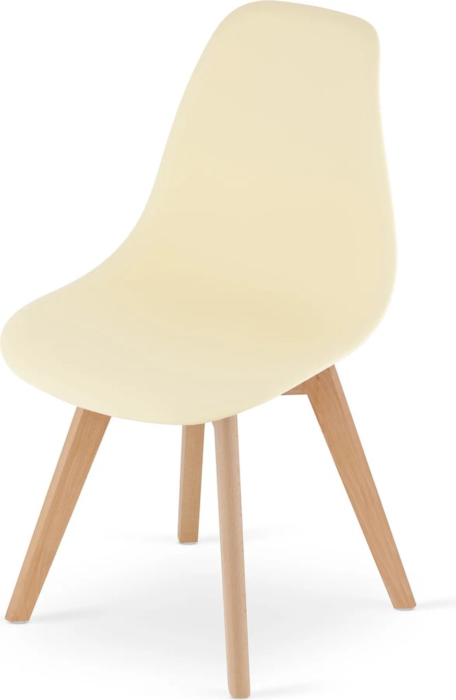 Kremowe krzesło KITO z bukowymi nogami