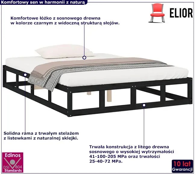 Czarne łóżko z litego drewna 120x200 T9-T92