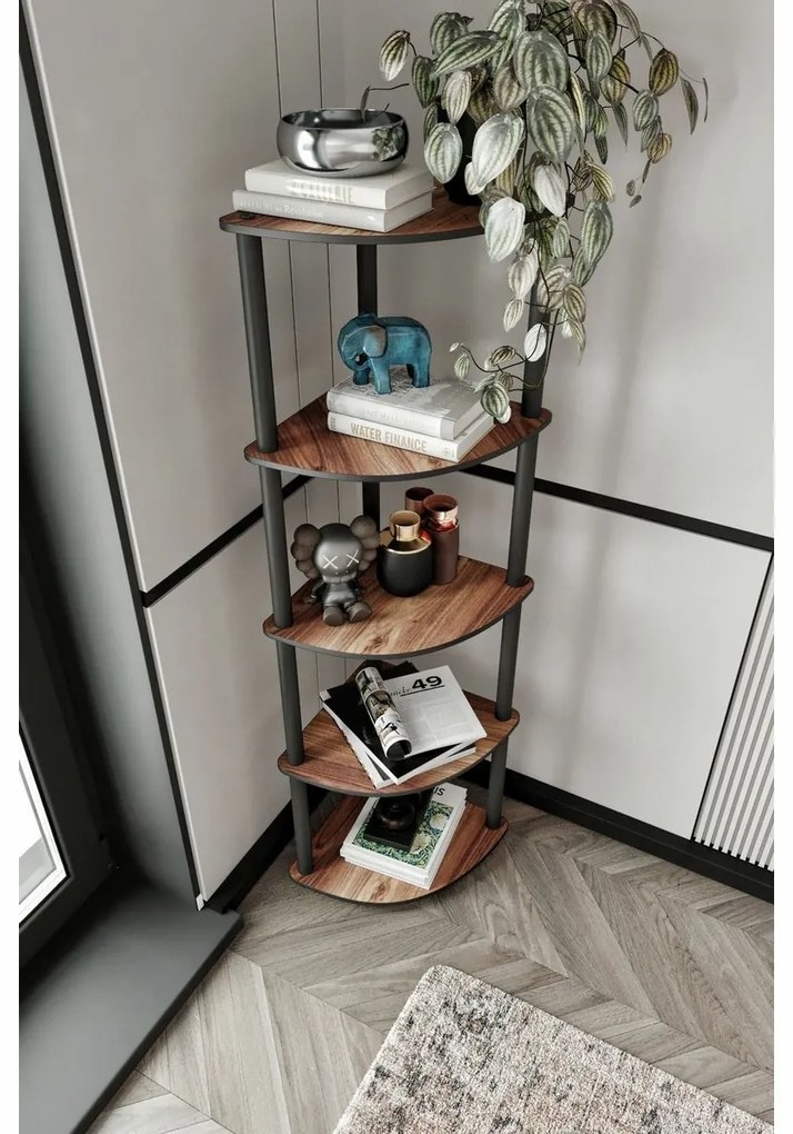 Regał Corner Walnut, 5 półek, L