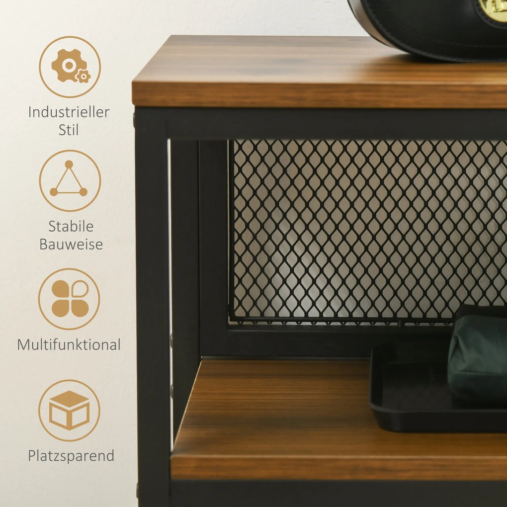 HOMCOM Stół konsolowy do korytarza z 2 półkami Metalowe zabezpieczenie przed przewróceniem Stylowy i funkcjonalny | Aosom PL