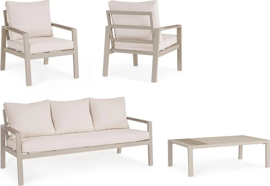 Beżowy aluminiowy zestaw mebli ogrodowych dla 5 osób Elna – Bizzotto