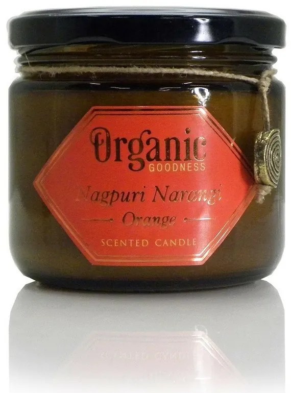 Świeca organiczna Nagpuri Narangi - Pomarańcza 200g w bursztynowym szkle