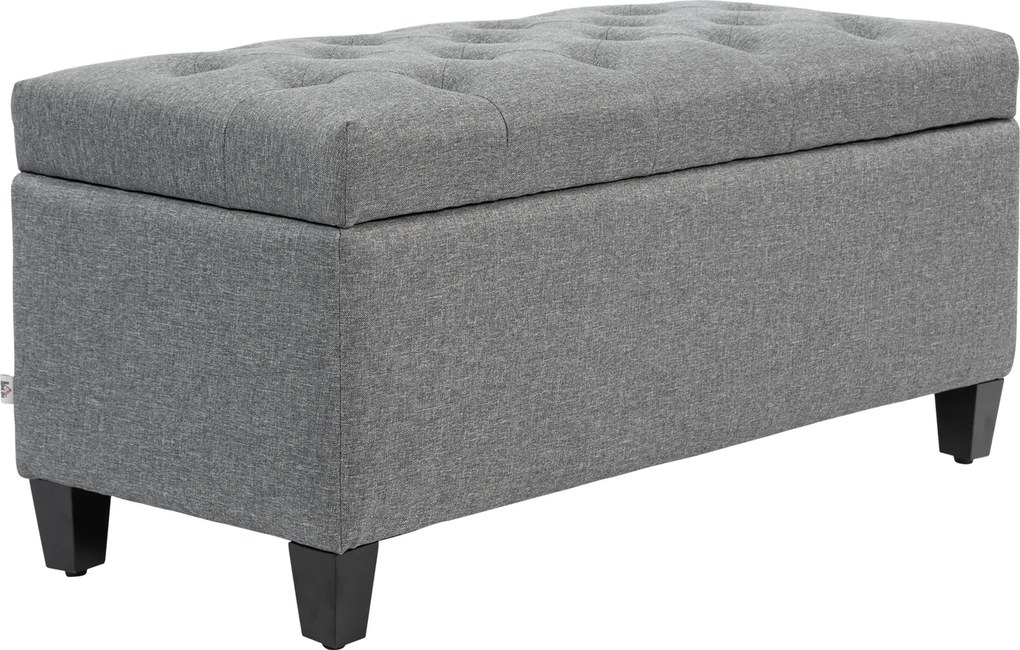 HOMCOM ławka tapicerowana z pojemnikiem na buty do przedpokoju tkanina poliestrowa drewno jasnoszary 100x40x44 cm | Aosom PL