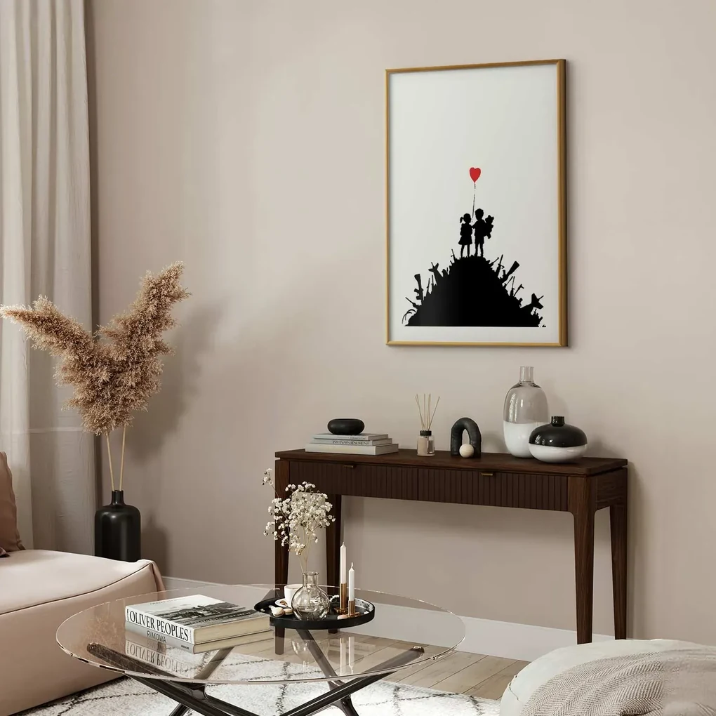 Plakat Pole bitwy 40x60 cm z ramą złotą z marginesem ARTGEIST B