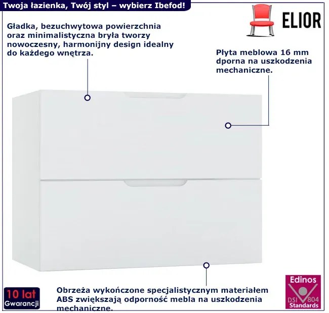 Szafka łazienkowa z 2 szufladami pod umywalkę jasnoszary mat 80 cm - Havis 11X