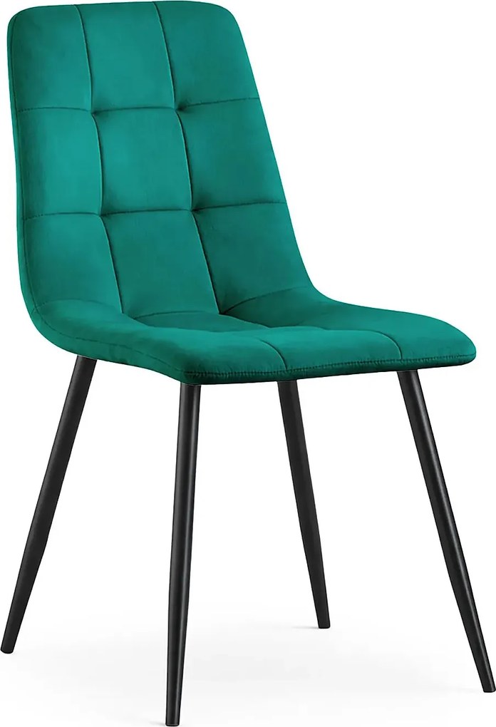 Zestaw 6 zielonych krzeseł tapicerowanych welurem  F0-L64