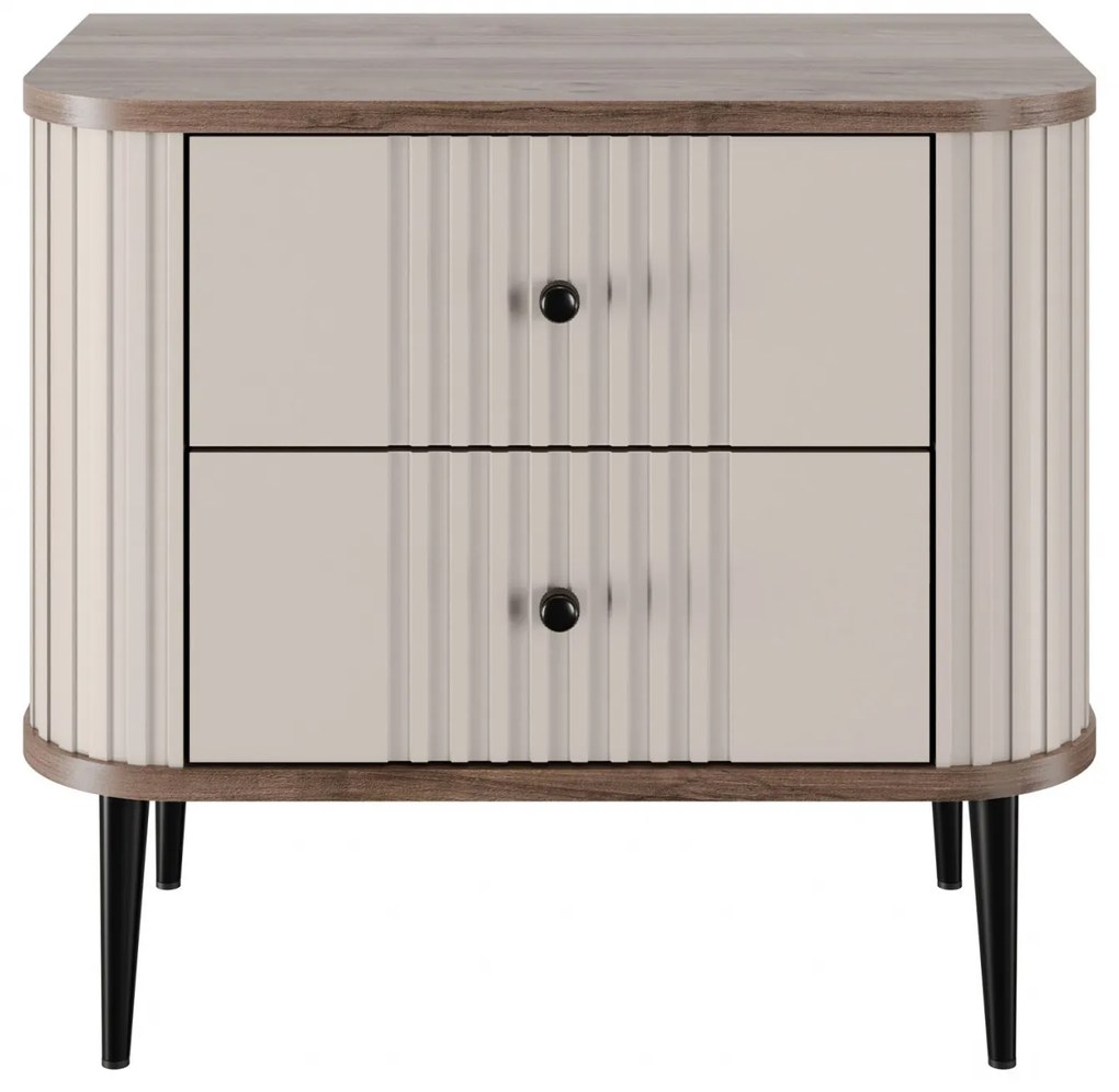 Zestaw szafek nocnych Vesper 56 cm - kaszmir / orzech / czarne nogi